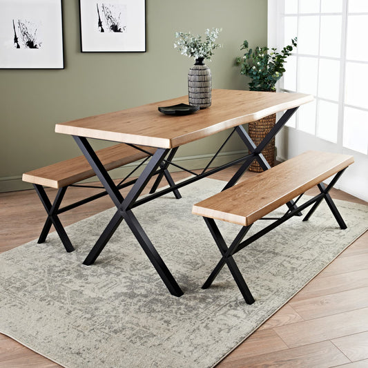 Harlow Dining Set with Benches 3pcs