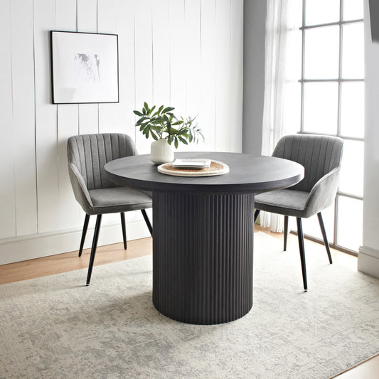 Ezra Dining Table with Panelled Base – Black