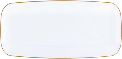 Plasticpro Plastic Serving Trays – Round Serving Platters with Gold Rim 14X14 Disposable Party DishPack of 2