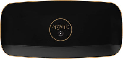 Plasticpro Plastic Serving Trays – Round Serving Platters with Gold Rim 14X14 Disposable Party DishPack of 2