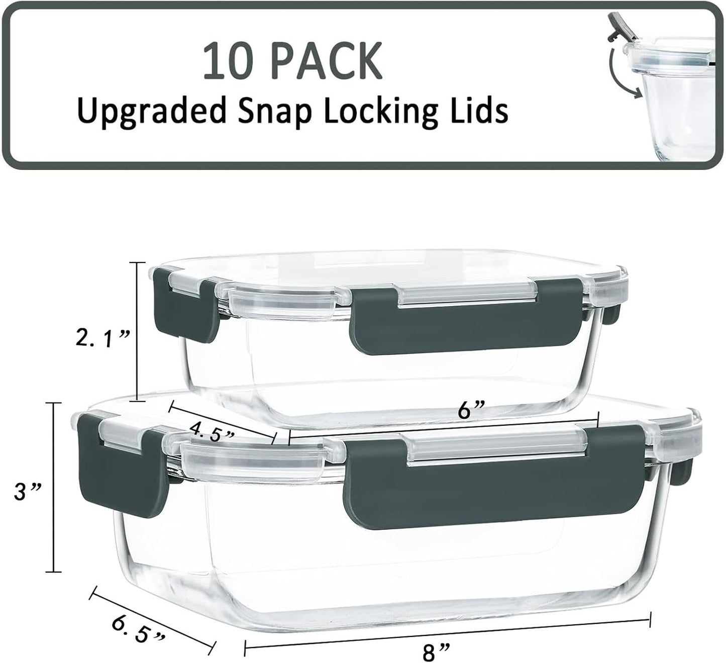 [10-Pack]Glass Meal Prep Containers -MCIRCO Food Storage Containers