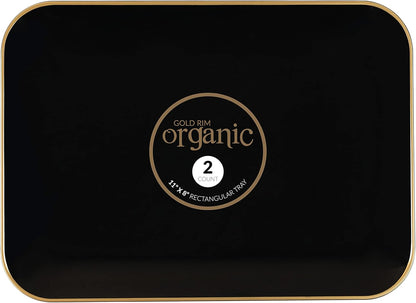 Plasticpro Plastic Serving Trays – Round Serving Platters with Gold Rim 14X14 Disposable Party DishPack of 2