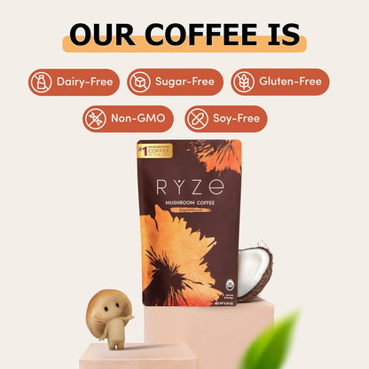 RYZE SUPERFOODS Mushroom Medium Roast Coffee 30 Servings