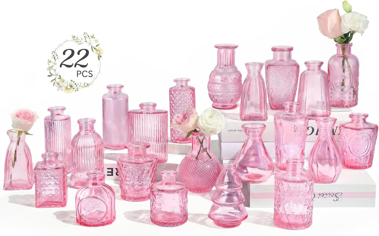 RUCKAE Small Clear Bud Vases Bulk 12 Pack Mini Flower Glass Vases for Centerpiece Table Wedding Decorations Home Decor Party