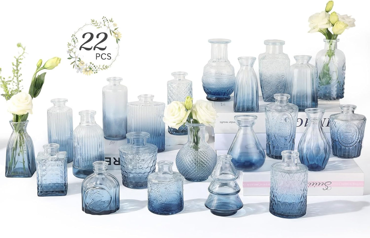 RUCKAE Small Clear Bud Vases Bulk 12 Pack Mini Flower Glass Vases for Centerpiece Table Wedding Decorations Home Decor Party