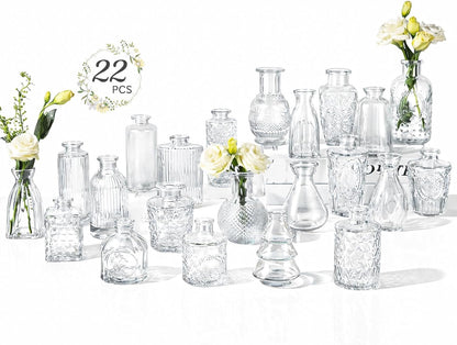 RUCKAE Small Clear Bud Vases Bulk 12 Pack Mini Flower Glass Vases for Centerpiece Table Wedding Decorations Home Decor Party