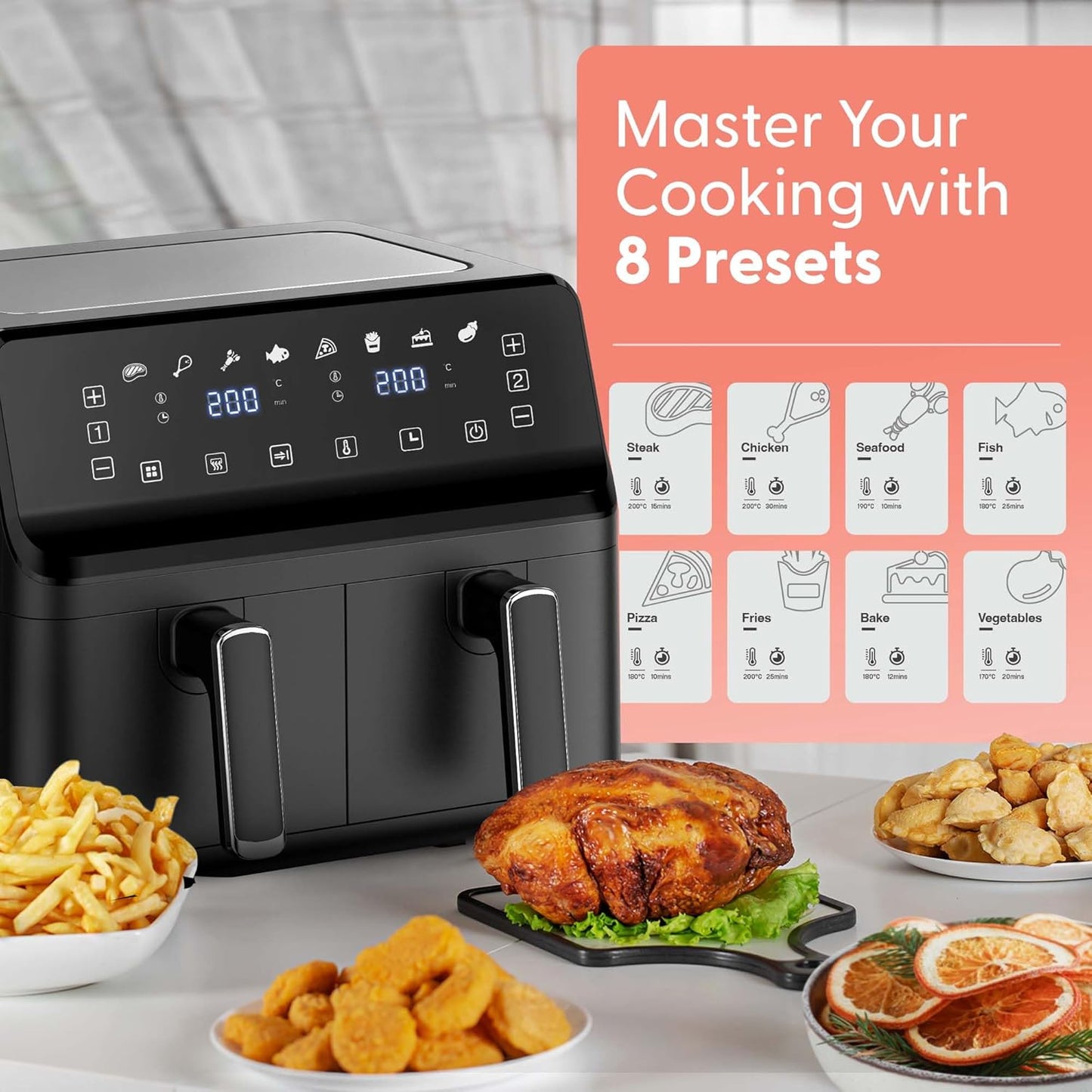 Keplin 9L Dual Zone Air Fryer – 8in1 Cooking Functions