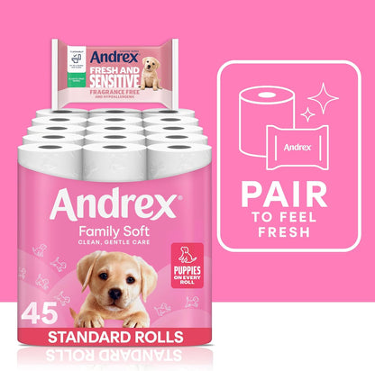 Andrex Family Soft Toilet Tissue 45 Rolls