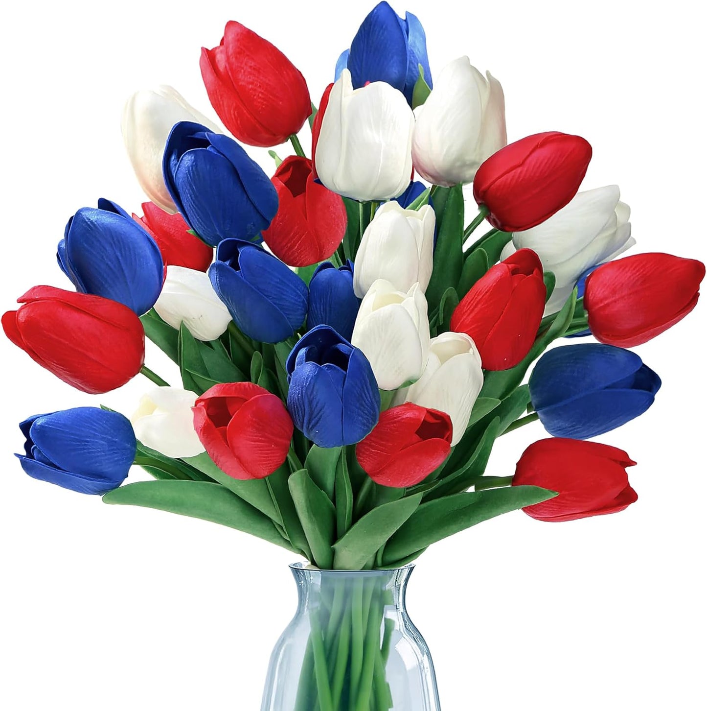 Sggvecsy 15 Pcs Fake Tulips Artificial Flowers Real Touch PU Faux Flowers Tulip Stems for Wedding Spring Bouquet Floral Arrangement Party Home Office Decorations for Mother’s Day (Multi Colors)