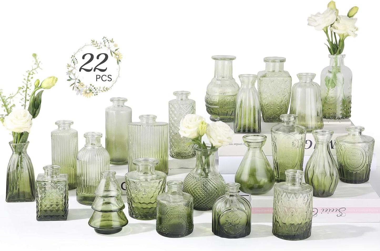 RUCKAE Small Clear Bud Vases Bulk 12 Pack Mini Flower Glass Vases for Centerpiece Table Wedding Decorations Home Decor Party