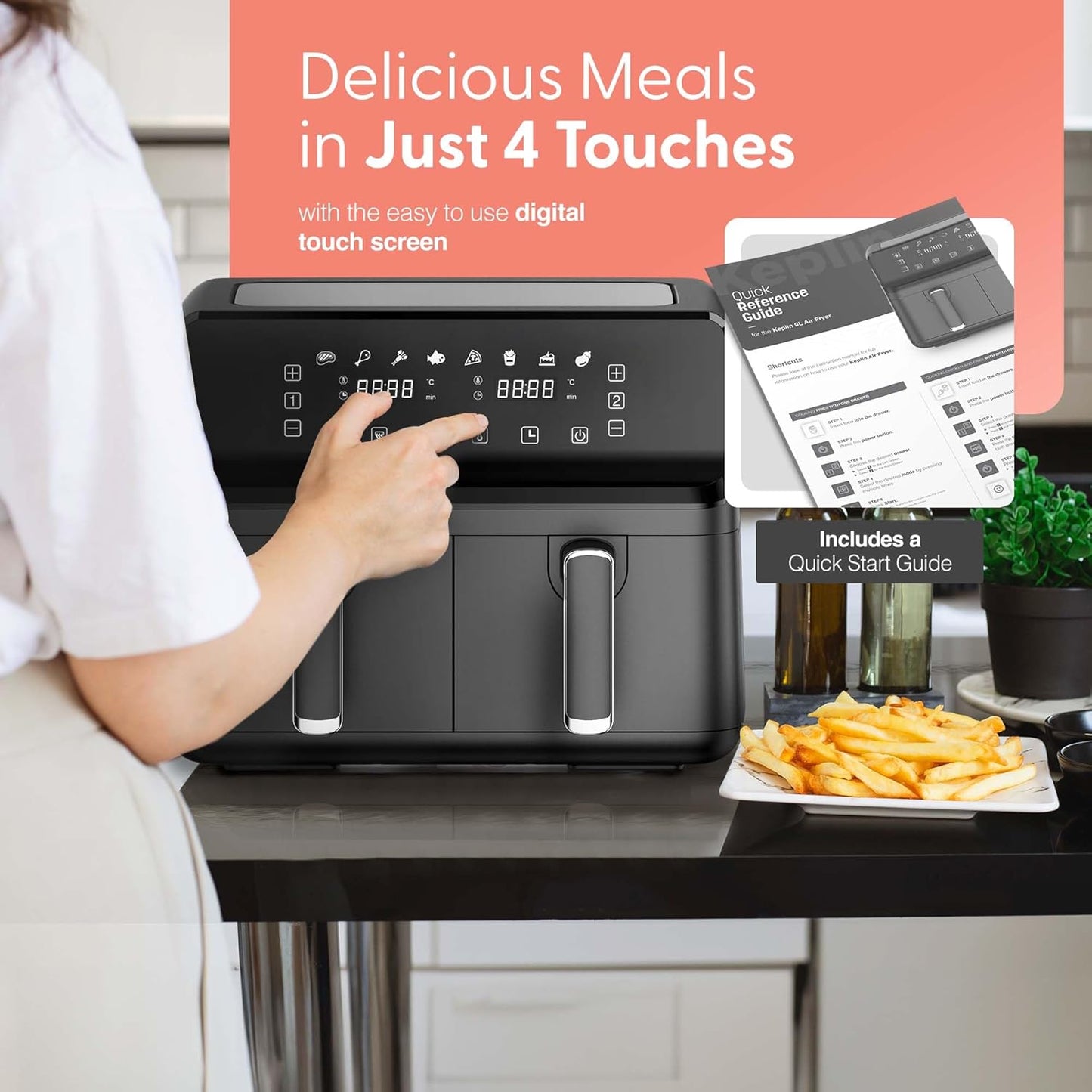 Keplin 9L Dual Zone Air Fryer – 8in1 Cooking Functions