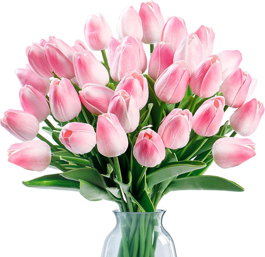 Sggvecsy 15 Pcs Fake Tulips Artificial Flowers Real Touch PU Faux Flowers Tulip Stems for Wedding Spring Bouquet Floral Arrangement Party Home Office Decorations for Mother’s Day (Multi Colors)