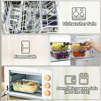 [10-Pack]Glass Meal Prep Containers -MCIRCO Food Storage Containers